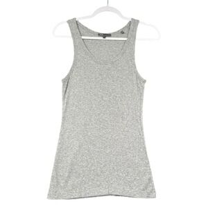 Vince Light Grey Sleeveless Scoop Neck Ribbed Fitted Casual Tank Top Large